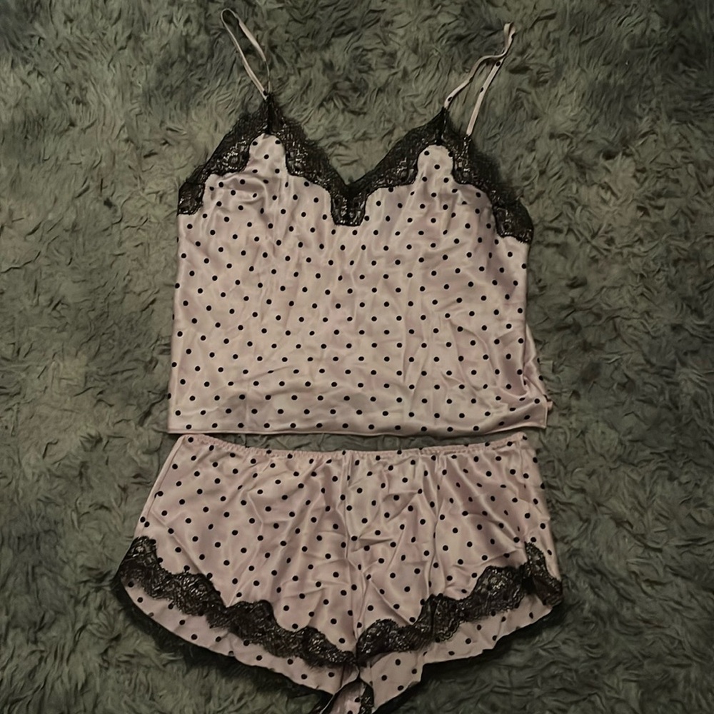 Victoria Secret Pink and black polka dot lingerie set